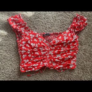 Zara small red synched crop top NWOT